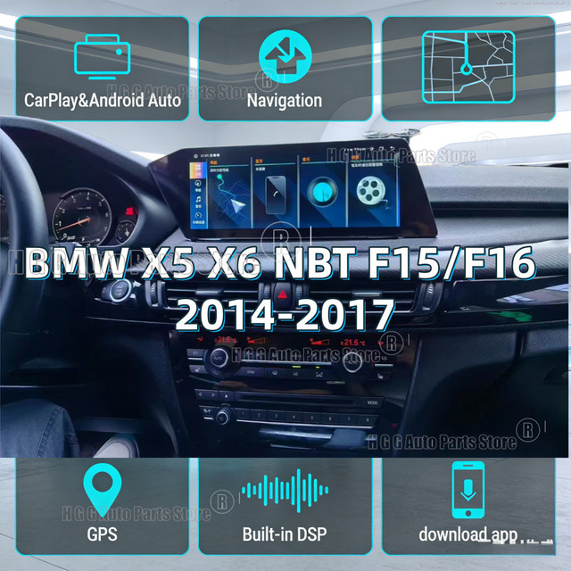 YANFU Android Multimedia-Player mit 12,3 Zoll Touchscreen für BMW X5 X6 NBT F15 F16, inklusive GPS und Carplay, Schwarz - Bild 1