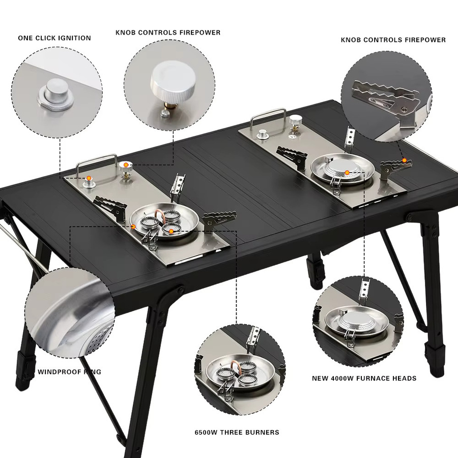 Pandatour Camping IGT 0.5UNT Tisch-Gasherd aus Edelstahl in Silber, winddicht, zusammenklappbar, 6500 W Hochleistungsherd mit verstellbarem Brennerkocher - Bild 2