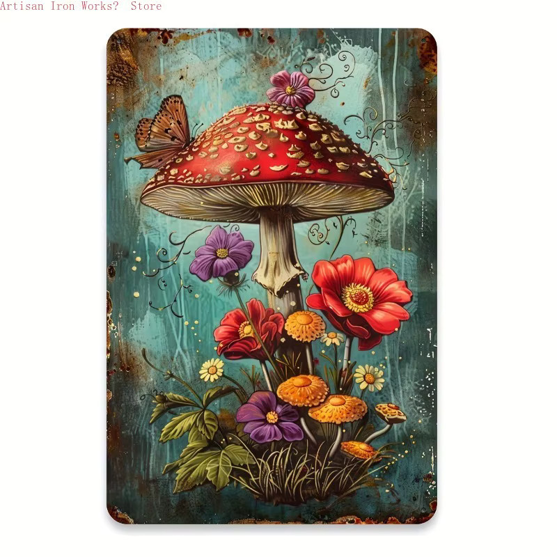 Potdemiel Vintage Metallblechschild mit floralem Herbstmotiv, Wanddekoration für Küche und Restaurant, B/H: 30 x 20 cm, Mehrfarbig - Bild 2