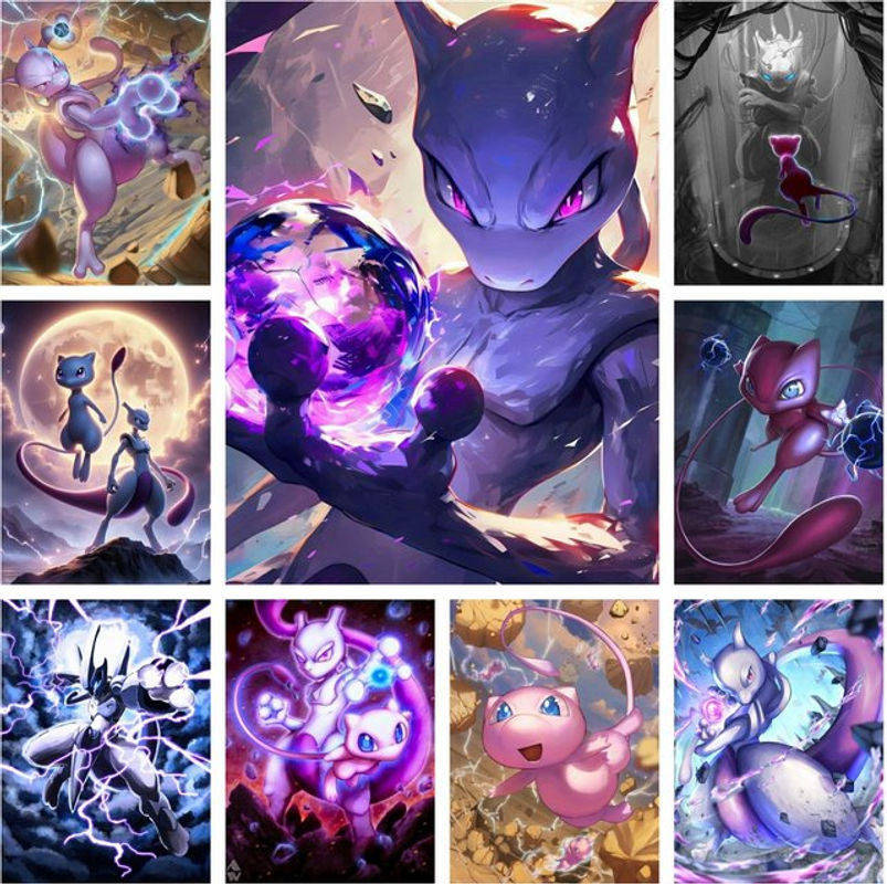 Potdemiel Diamond Painting Set Mewtwo Pokemon Motiv als 5D Kreuzstich Mosaik Stickerei für Kinder in Mehrfarbig - Bild 1