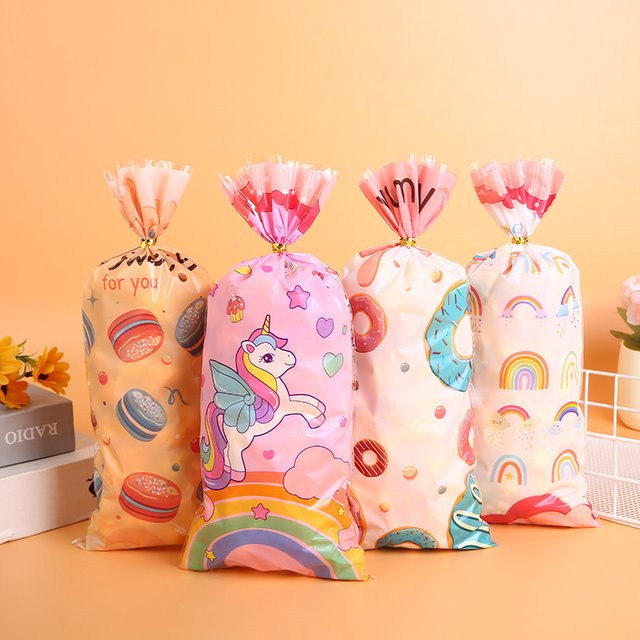 50 Stück Einhorn Party Süßigkeiten Beutel Regenbogen Snack Verpackung für Kinder und Mädchen - Bild 1