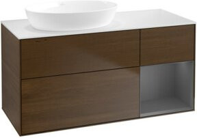 V&B Waschtischunterschrank Finion Wandbeleuchtung Walnuss in Lackierung, Breite: 120 cm, Tiefe: 50,1 cm, Höhe: 50,1 cm - Bild 1