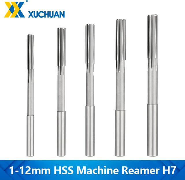 Xcan HSS Reibahle mit gerader Nut und H7 Präzision für Metall und Stahl, Farbe: Silber, Schaftdurchmesser: 1 mm bis 12 mm - Bild 1