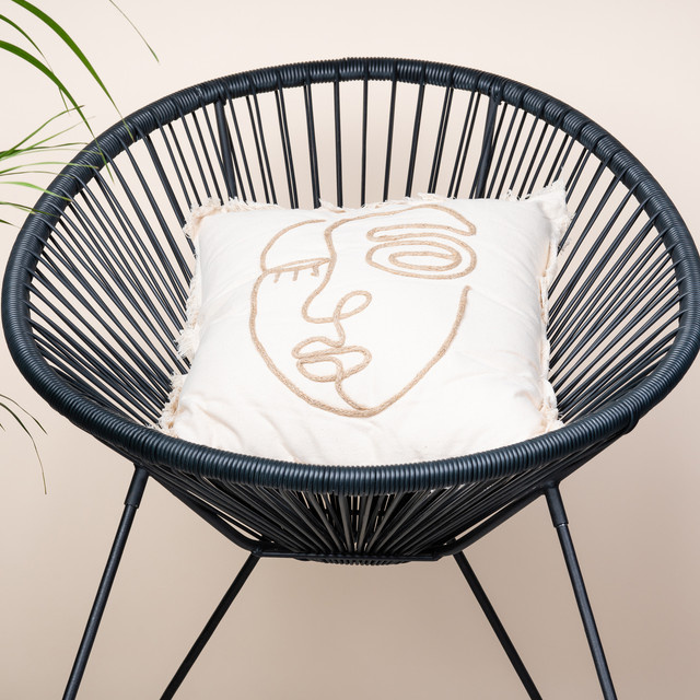 Dekokissen mit abstraktem Gesichtsmotiv von BLUME2000 in Beige und Cremeweiß, B/H: 45 x 45 cm - Bild 1