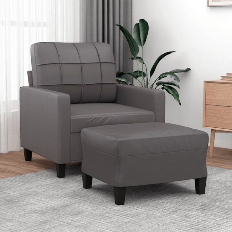 Modernes Relaxsesselset mit Hocker von vidaxl in Grau aus Kunstleder - Bild 1
