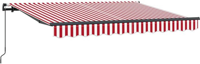vidaXL Einziehbare Markise Rot-weiß gestreift aus Stoff und Aluminium, B: 250 cm, T: 200 cm - Bild 1