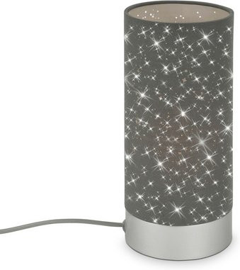BRILONER Tischleuchte STEA in Grau aus Metall und Stoff, Durchmesser: 11 cm, Höhe: 25 cm - Bild 1