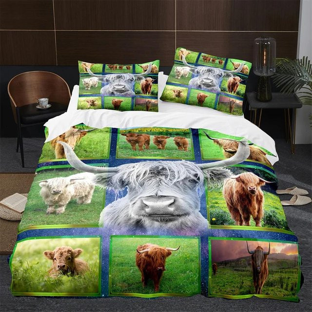 Highland Kuh Bettwäscheset mit 2 Stück, Bauernhaus Design, Multicolor, Polyester, B/H: 173 x 218 cm - Bild 1