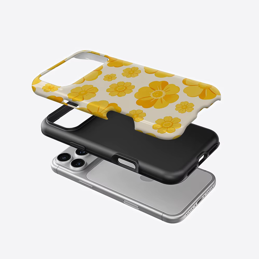 Aurea Case Matte Bumper MagSafe kompatible iPhone Hülle mit Blumenmuster in Sonnengelb - Bild 2