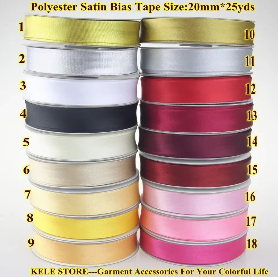 Polyester-Satin-Schrägband in Multicolour, Breite: 2 cm, Länge: 22,86 m - Bild 2