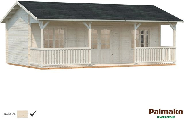 Palmako Sandra Holz-Gartenhaus in Natur mit Satteldach und Blockbohlenbauweise, B/T/H: 791 x 350 x 254 cm - Bild 1