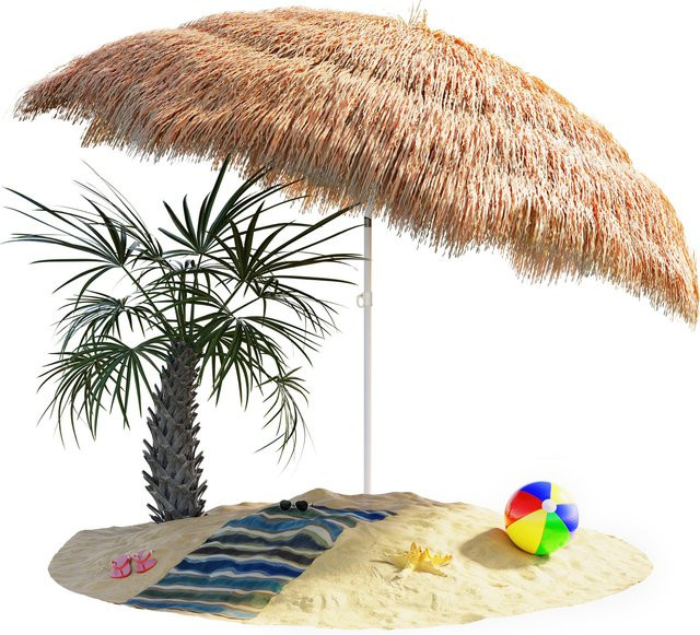 KINGSLEEVE Sonnenschirm Hawaii in Beige mit UV-Schutz 30+ Durchmesser: 160 cm - Bild 1