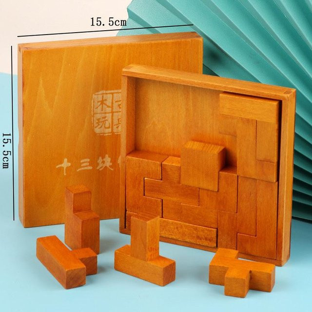 Klassische Dreizehn Geometrische Tangram Holz Gehirnjoggel Rätsel, Lernspielzeug - Bild 1