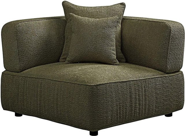 Lelaco Sessel mit gerader Rückenlehne aus Bouclé-Stoff in Khaki, Höhe: 102 cm - Bild 1