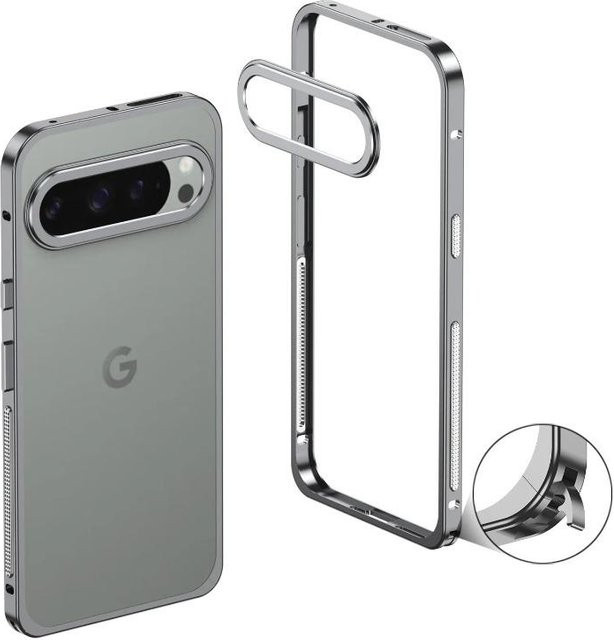 Stoßfeste Aluminiumlegierung Schutzhülle für Google Pixel 10, 9 Pro XL, 8 und 7 in Grau mit Wärmeableitung - Bild 1