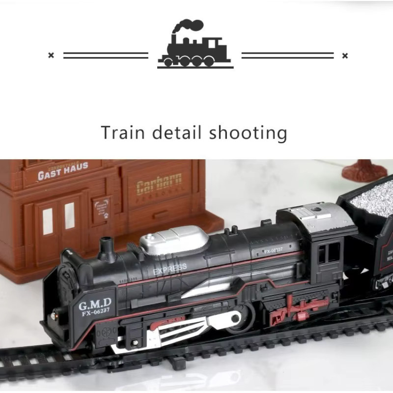 Mitty Vintage Railway Passagier- und Frachtdampflokomotive Gleisautomodell-Set - Bild 4