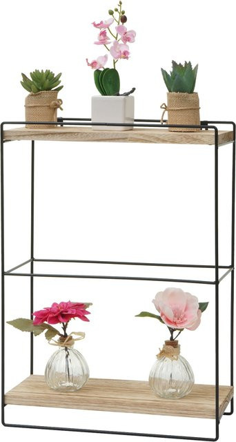 MCW Wandregal K77 im Industrial Design aus Massivholz und Metall, Farbe Natur, B/T/H: 50 x 35 x 17 cm - Bild 1