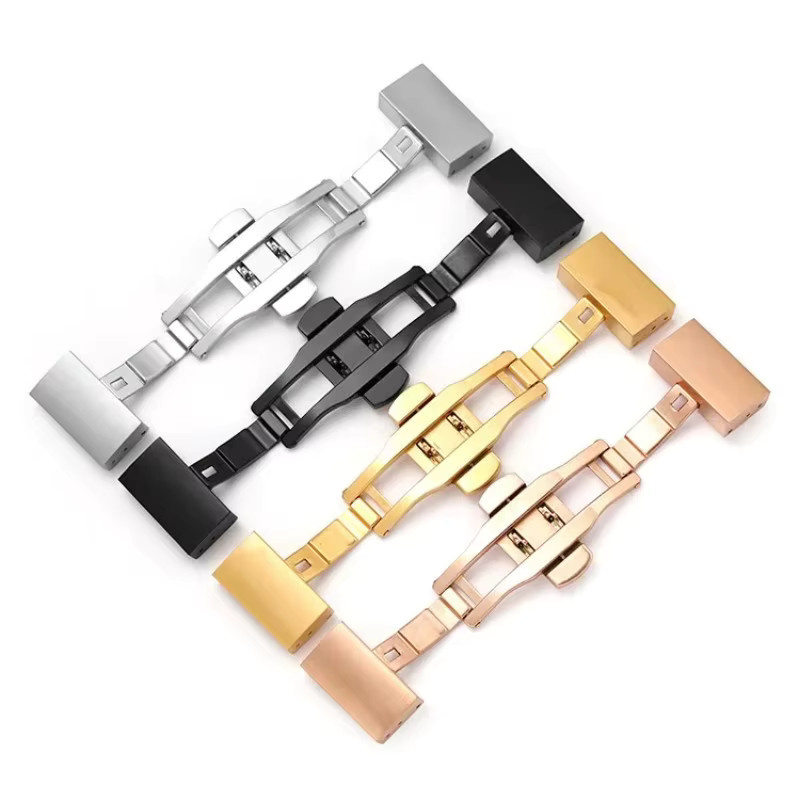 asukaband Uhrenarmband-Verschluss, Schmetterlingsschnalle, Edelstahl, Silber, Unisex - Bild 2