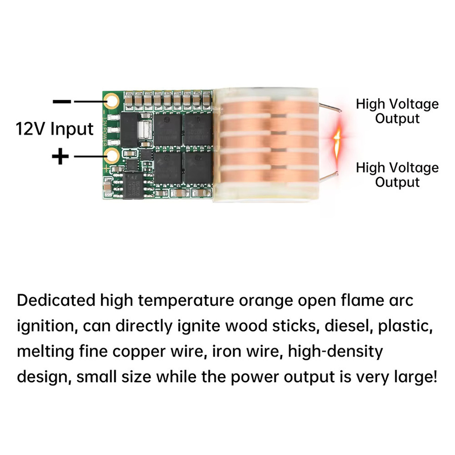 occkic Hochspannungsgenerator Step-up Inverter Arc Igniter Coil Modul Boost Board DC 7-15V bis 15KV-20KV - Bild 3