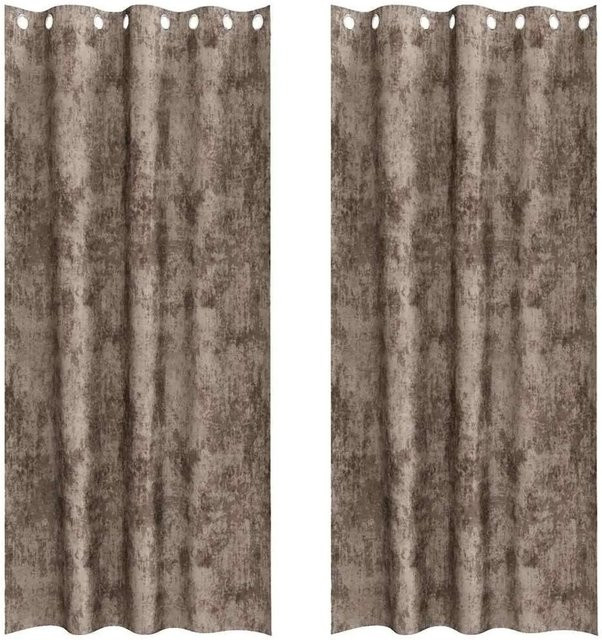 vidaXL Vorhänge aus Samt in Cappuccino, 2er-Set, Verdunkelungsvorhänge mit Ösen, Breite: 140 cm, Höhe: 225 cm - Bild 1