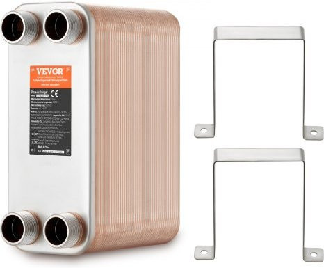 VEVOR Plattenwärmetauscher aus Kupfer und 316L Edelstahl mit 80 Platten für Fußbodenheizung, Warmwasserbereitung und Bierkühlung, B/H: 12,7 x 30,5 cm - Bild 1