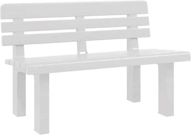 vidaXL Gartenbank aus Polypropylen in Weiß, B/T/H: 110 x 52 x 71 cm - Bild 1