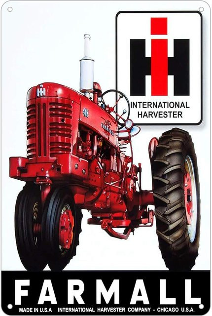 KENSILO Vintage Metallschild Wanddekoration IH Farmall Traktoren in Rot - Bild 1