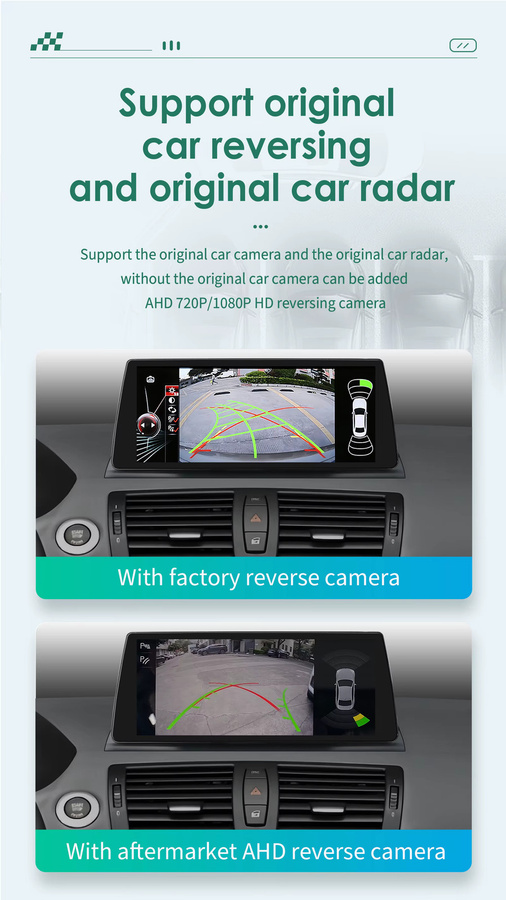 OSSURET Android 13 Autoradio mit 10,25 Zoll Display für BMW 1er-Serie E81 E82 E87 E88 (2006-2012), 2-DIN Multimedia-Player mit GPS, kabellosem CarPlay, Android Auto, 4G, Bluetooth und 360 Grad Kamera, Schwarz - Bild 4