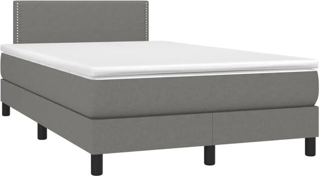 vidaXL Boxspringbett mit Matratze und LED-Unterbettbeleuchtung in Dunkelgrau, Hybridbett mit USB-Ladeport und Taschenfederkern, B/T: 120 x 190 cm - Bild 1
