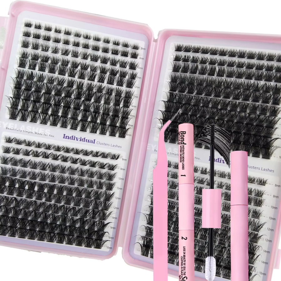 HBZGTLAD Falsche Wimpern-Cluster Set, Black, Unisex - Bild 2