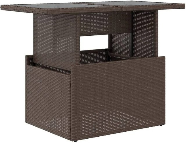 vidaXL Gartentisch aus Poly-Rattan und Stahl mit Hartglasplatte in Braun B: 100 cm, T: 55 cm, H: 73 cm - Bild 1