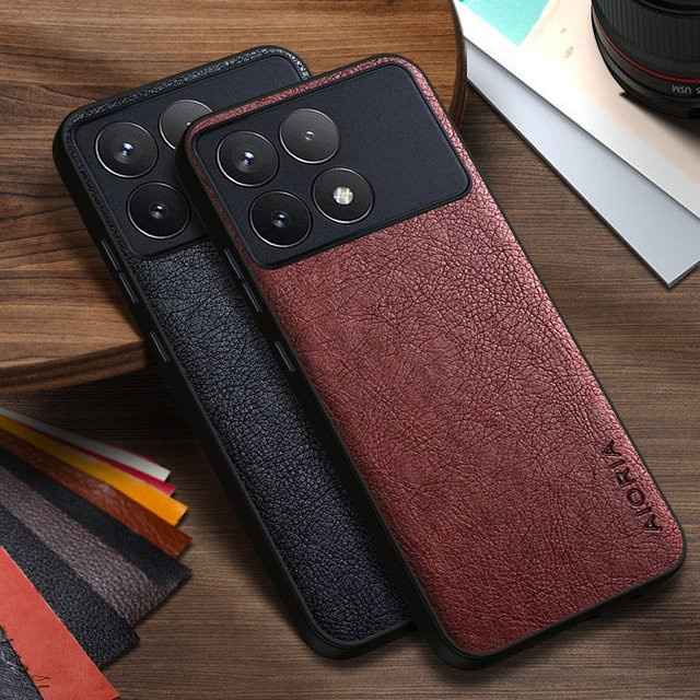 Luxus Leder Business Cover für Xiaomi Poco X6 Pro und Poco M6 Pro 4G in Rot - Bild 1