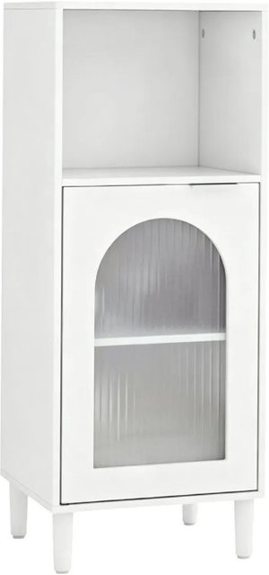 Costway Badezimmerschrank in Weiß mit Glastüren und verstellbaren Regalen, B/T/H: 30 x 30 x 90 cm - Bild 1