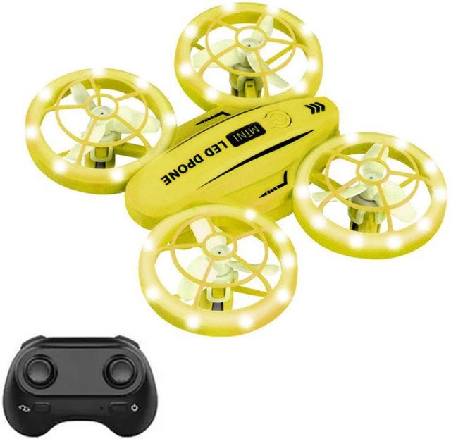 Igeteck Ferngesteuerte Mini-Drohne Stunt-Quadrocopter mit LED gelb - Bild 1