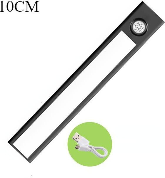 SHIJIN Light LED Unterbauleuchte mit Bewegungssensor, USB aufladbares Nachtlicht für Küche und Schrank, Schwarz - Bild 1