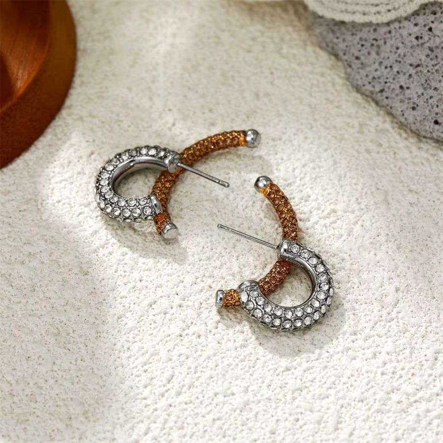 SLOONGJEWELRY Ohrstecker Edelstahl, zweifarbig Zirkon, 18 Karat vergoldet - Bild 2