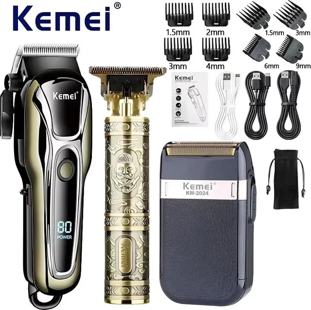 Kemei Herren-Elektrorasierer und Haarschneidemaschine, Gold - Bild 1