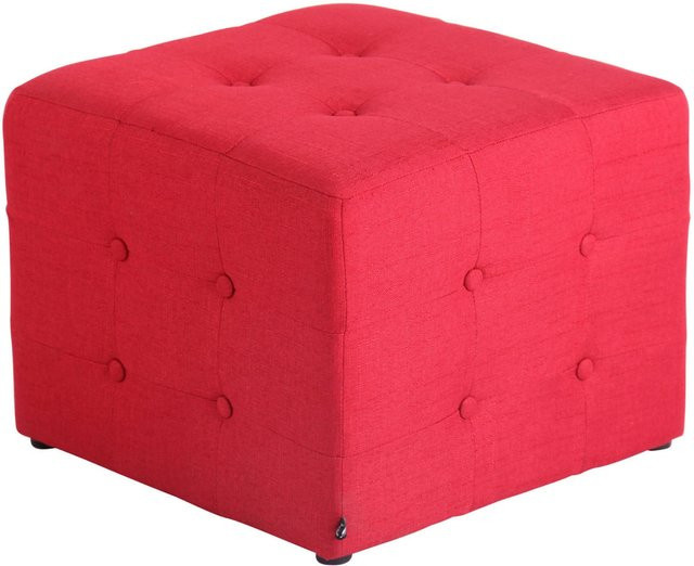 TPFLiving Sitzhocker Marlon aus Stoff in Rot, B/T/H: 48 x 37 x 37 cm - Bild 1