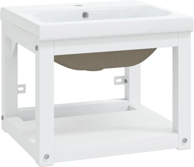 vidaXL Badezimmer-Waschtischgestell aus Metall und Keramik in Weiß, Modernes Design - Bild 1