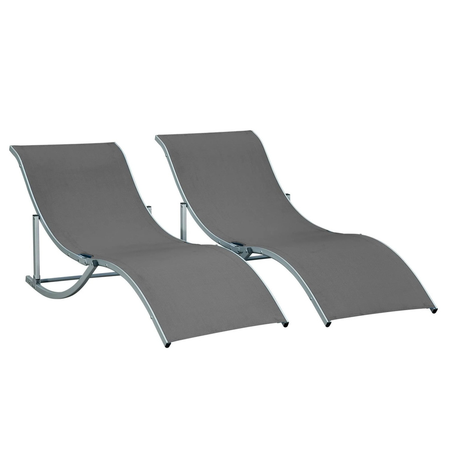 Furnicato 2er Set Sonnenliegen aus Aluminium mit Textilene in Dunkelgrau B/T/H: 165 x 61 x 63 cm - Bild 2