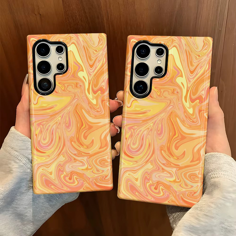 Glänzende Handyhülle mit Sonnenuntergang-Marmor-Design für Samsung Galaxy S26 S25 S24 S23 S20 FE A56 A36 Ultra, Mehrfarbig - Bild 3
