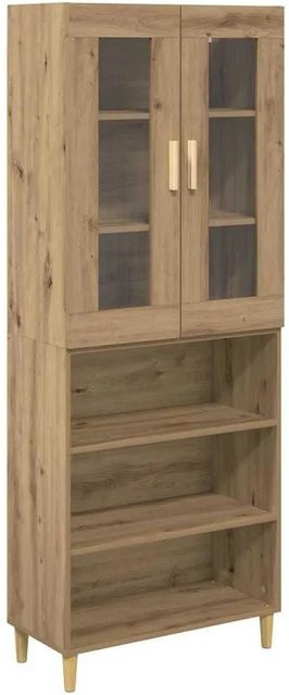 vidaXL Highboard Artisan-Eiche mit Glastüren und Regalen, Farbe Braun, B/T/H: 69,5 x 34 x 180 cm - Bild 1