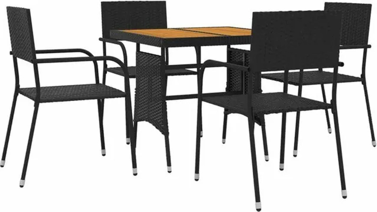 5-tlg. moderne Garten-Essgruppe aus Poly-Rattan in Schwarz von vidaxl - Bild 1