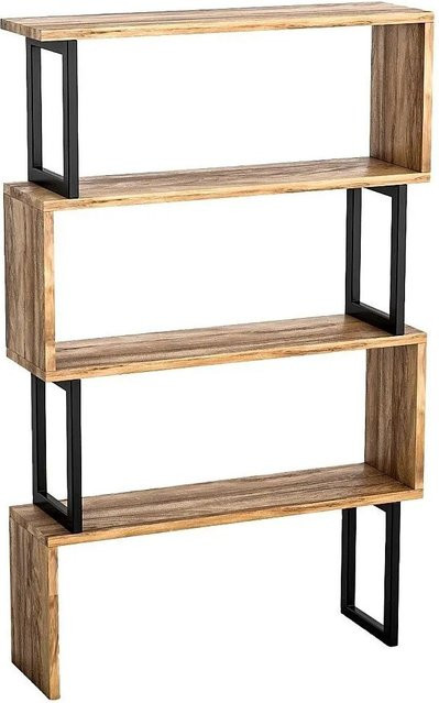 Bücherregal Roveni in Schwarz und Naturfarben mit Holz und Metall, Breite: 80 cm - Bild 1