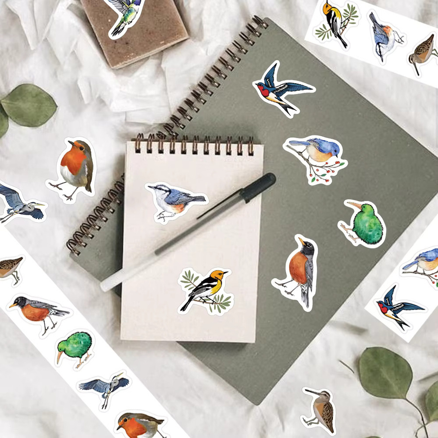 500 Stück Bunte Vogel-Spatz-Aufkleber in Aquarell-Optik für Scrapbook und Dekoration, Mehrfarbig - Bild 3