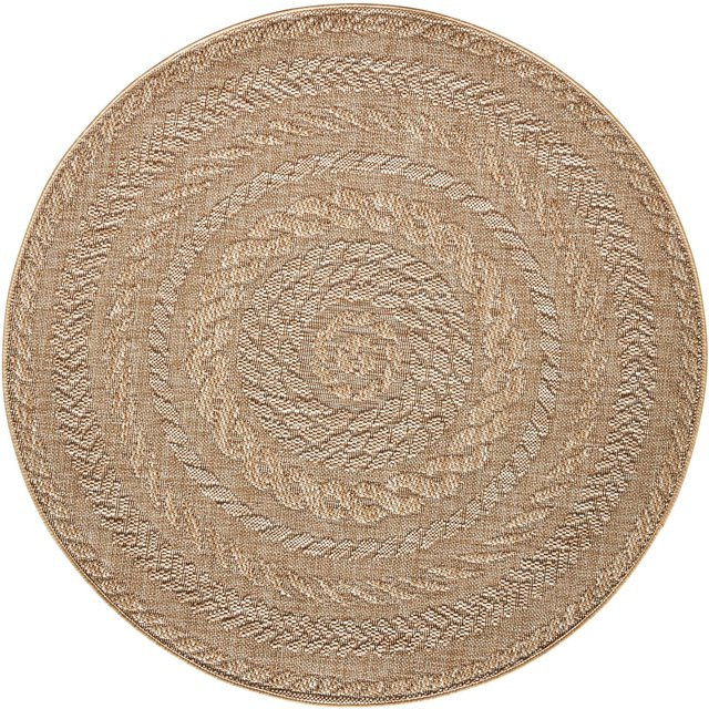 NYVI Teppich Forest runder Outdoor-Teppich für Innen und Außen, Farbe: Beige Braun Almendro, Durchmesser: 160 cm - Bild 1