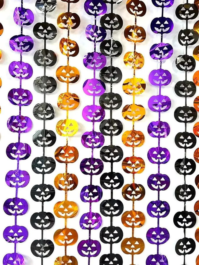 Runto Halloween Party Hintergrundfolie mit Kürbis, Fledermaus und Spinne, B x H: 200 x 100 cm - Bild 4