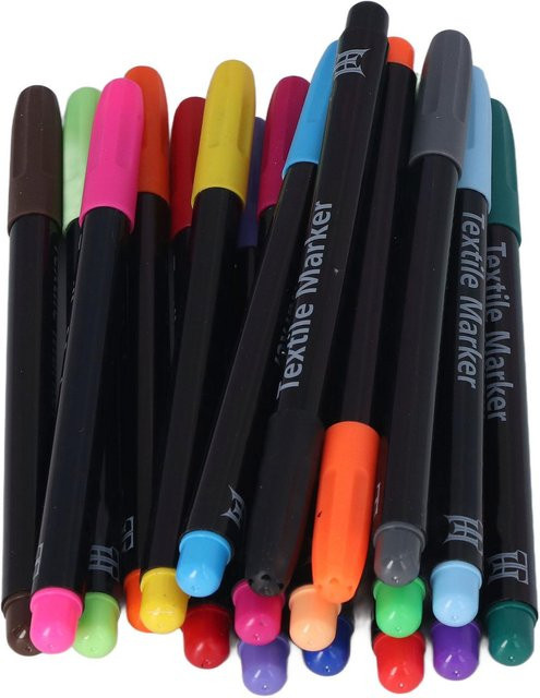 GoolRC Stoffmarker Set mit 20 Stück in leuchtenden Farben und Schwarz für DIY-Projekte von Erwachsenen und Studenten - Bild 1