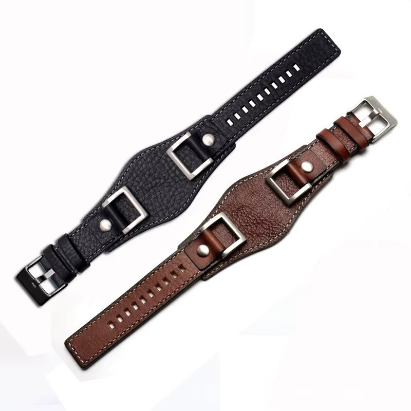 Fossil Uhrenarmband Leder, 24 mm, Schwarz, Edelstahl, Herren - Bild 3