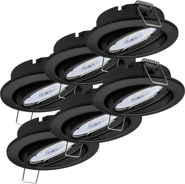 Oktaplex 6er Set Einbauleuchten Dijon Schwarz mit LED Modul, schwenkbar, Neutralweiß 4000K, 4,8W, 380lm - Bild 1